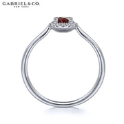 14kt Garnet & Diamond Halo Ring