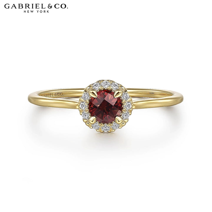 14kt Garnet & Diamond Halo Ring