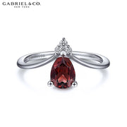 14kt Garnet & Diamond Chevron Ring