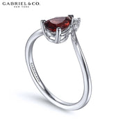 14kt Garnet & Diamond Chevron Ring