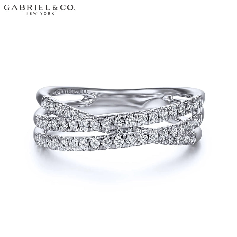 14kt 0.40cts Natural Diamond Criss Cross Ring