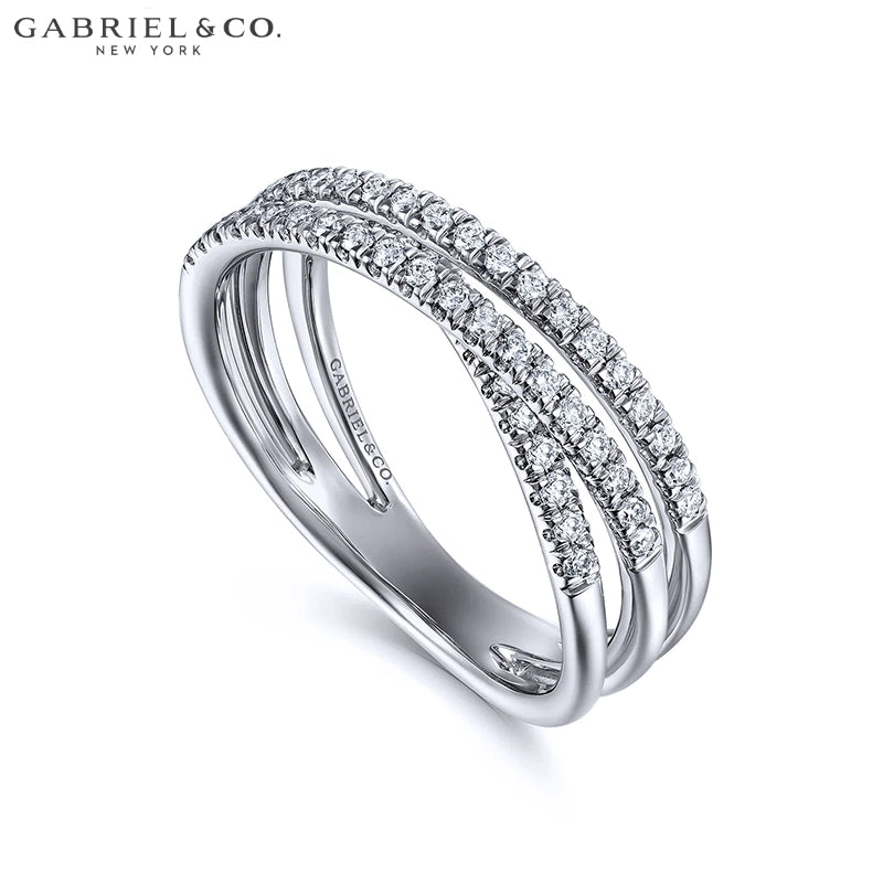 14kt 0.40cts Natural Diamond Criss Cross Ring