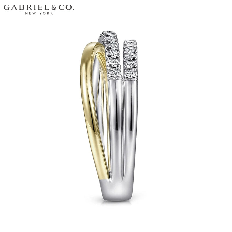 14kt 0.30cts Natural Diamond Criss Cross Ring