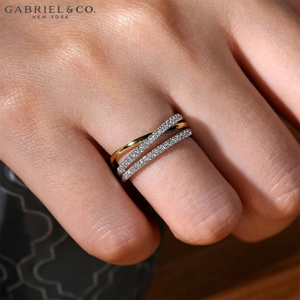 Natural Diamond Criss Cross Ring 7.3mm