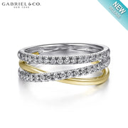 Natural Diamond Criss Cross Ring 7.3mm