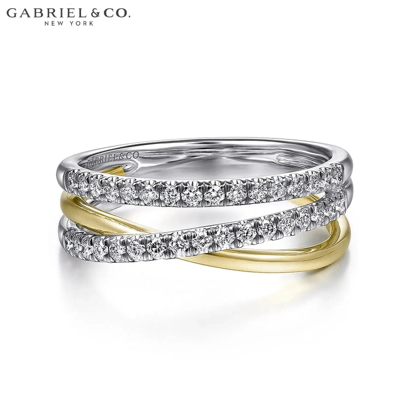14kt 0.30cts Natural Diamond Criss Cross Ring