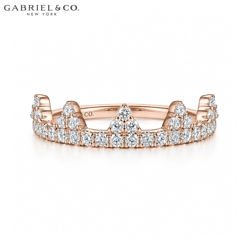 0.45ctw Natural Diamond French Pavé Crown Ring 5.0mm