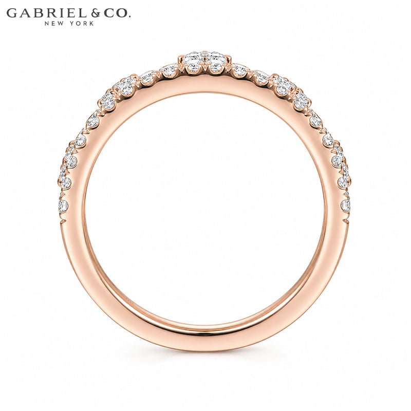 0.45ctw Natural Diamond French Pavé Crown Ring 5.0mm