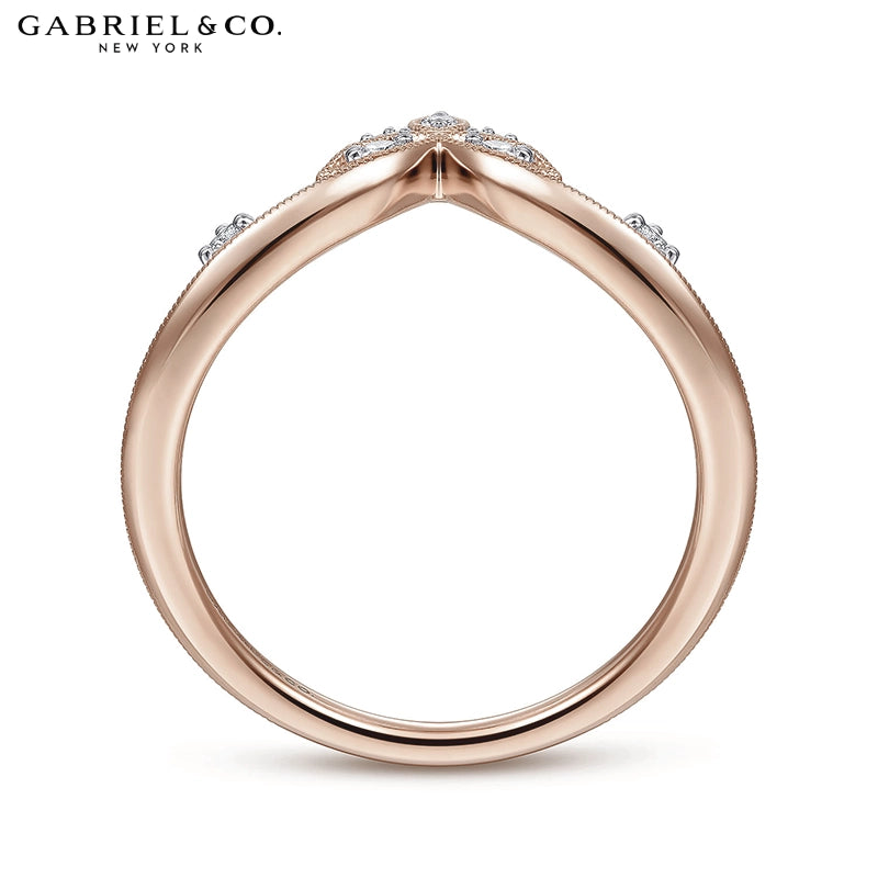 0.09ctw Natural Diamond Chevron Ring 1.5mm
