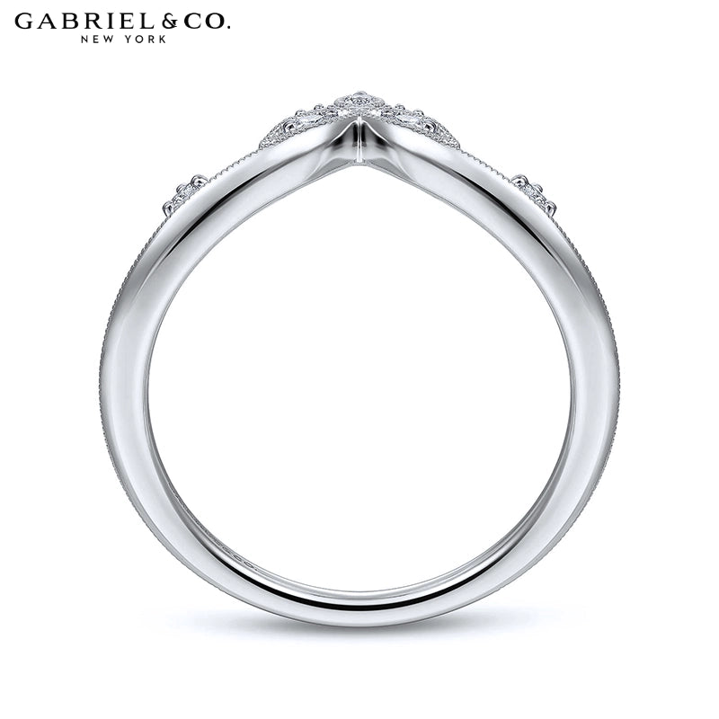 0.09ctw Natural Diamond Chevron Ring 1.5mm