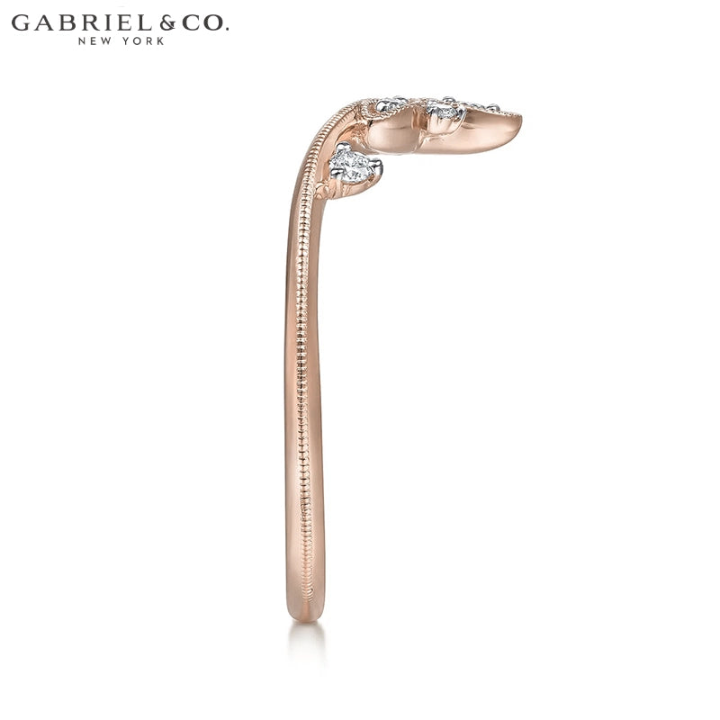 0.09ctw Natural Diamond Chevron Ring 1.5mm