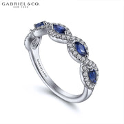 14kt Sapphires & Diamond Halo Twist Ring