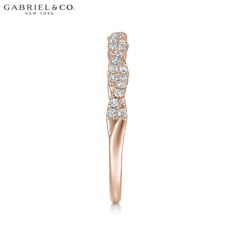 0.11ctw Natural Diamond French Pavé Twist Ring 2.2mm