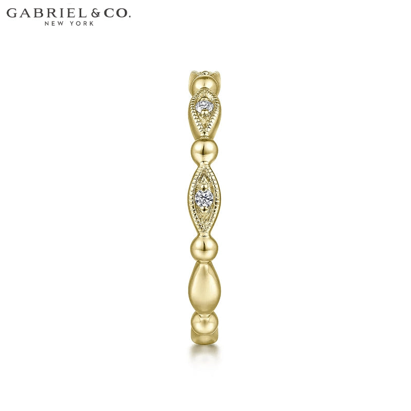 0.05ctw Natural Diamond Vintage Milgrain Ring 2.3mm