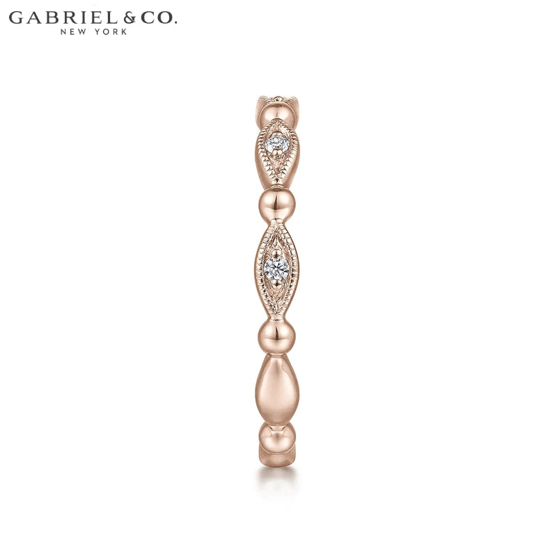 0.05ctw Natural Diamond Vintage Milgrain Ring 2.3mm