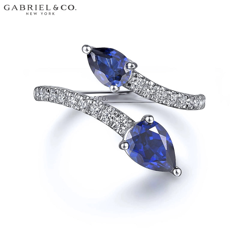 Genuine Sapphires & Diamond Bypass Ring