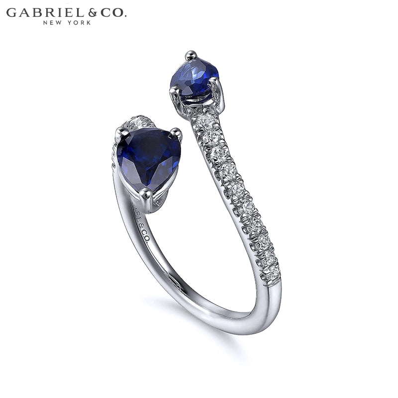 14kt Genuine Sapphires & Diamond Bypass Ring