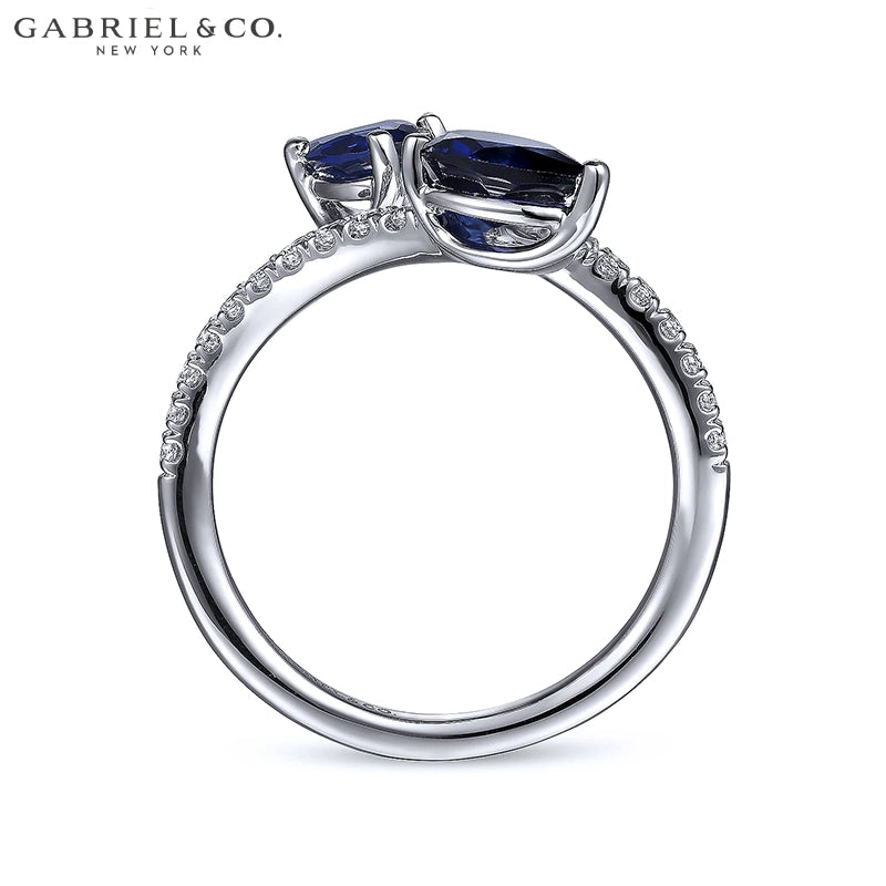 14kt Genuine Sapphires & Diamond Bypass Ring