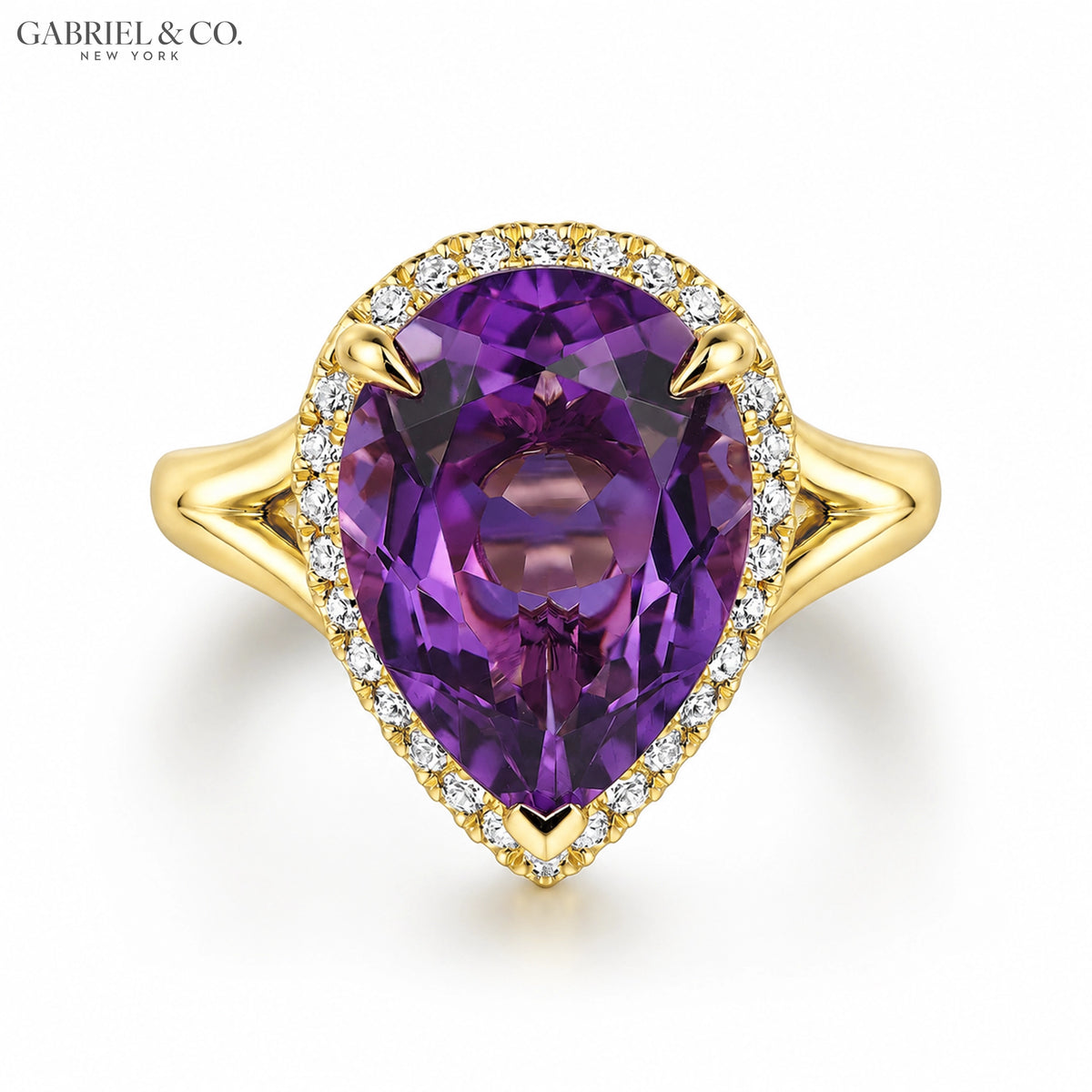 Genuine Amethyst & Diamond Halo Ring