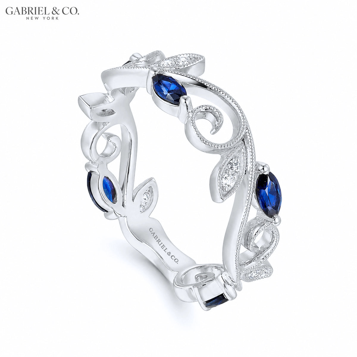 14kt Genuine Sapphire & Diamond Vintage Milgrain Ring