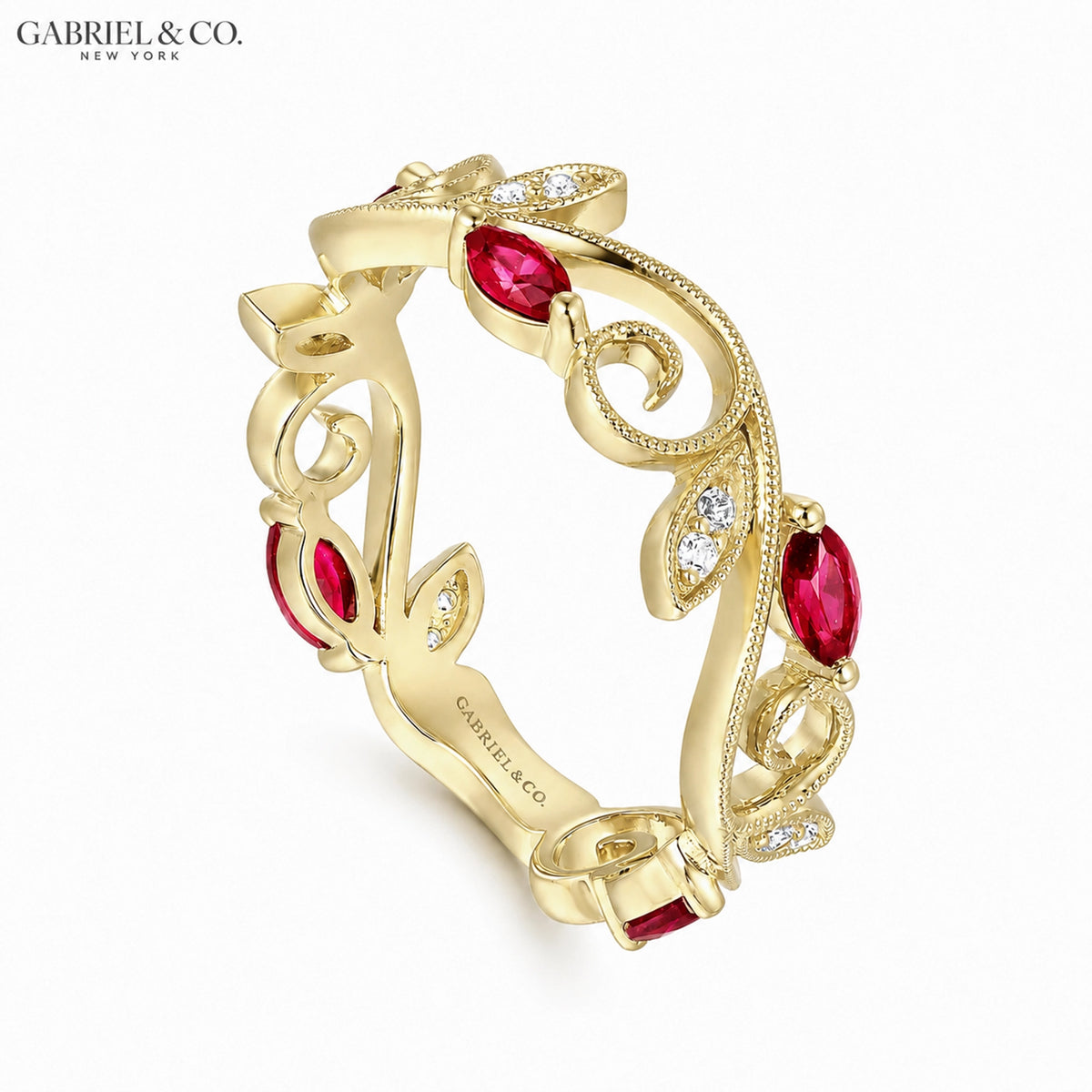14kt Genuine Ruby & Diamond Vintage Milgrain Ring