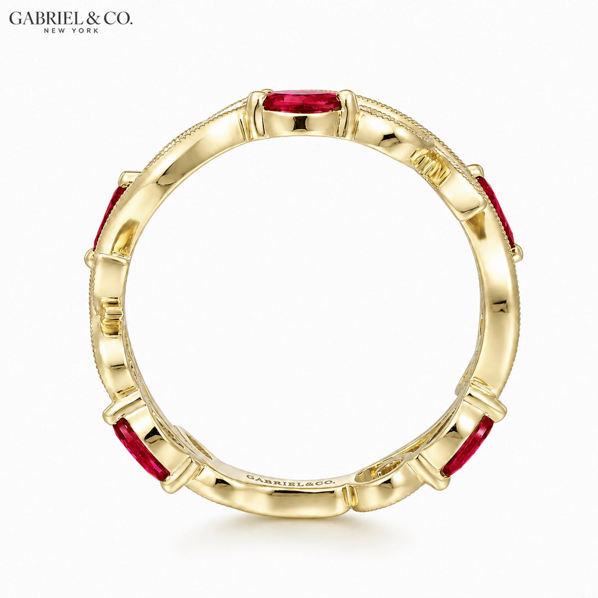 14kt Genuine Ruby & Diamond Vintage Milgrain Ring