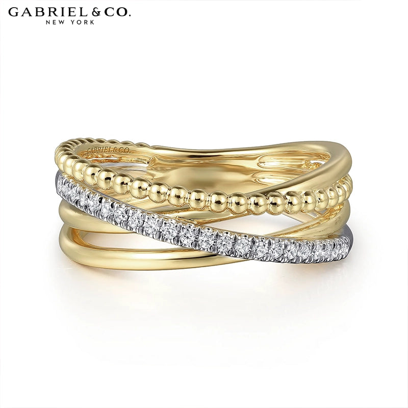 Natural Diamond Layered Crossover Ring
