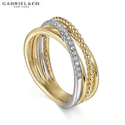 0.11ctw Diamond Layered Crossover Ring