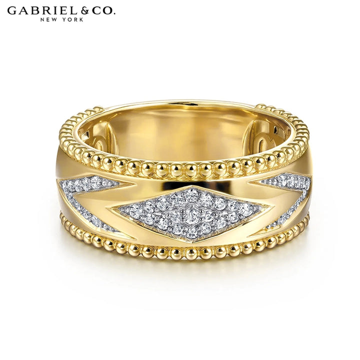 Natural Diamond Pavé Set Chevron Ring