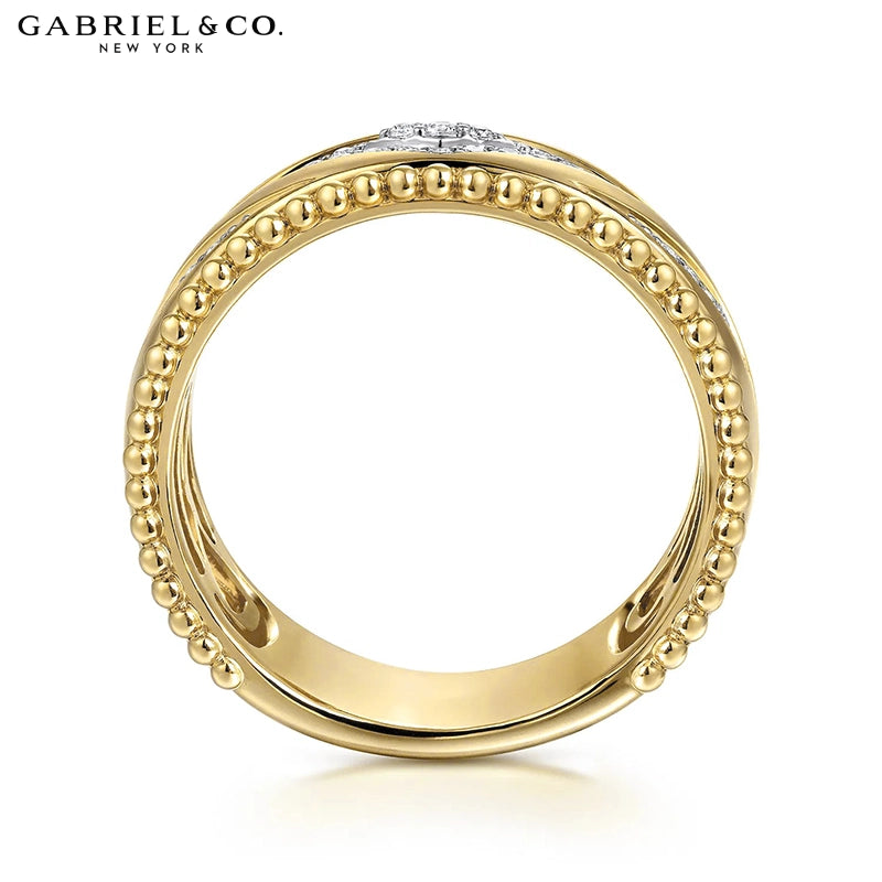 14kt Natural Diamond Pavé Set Chevron Ring
