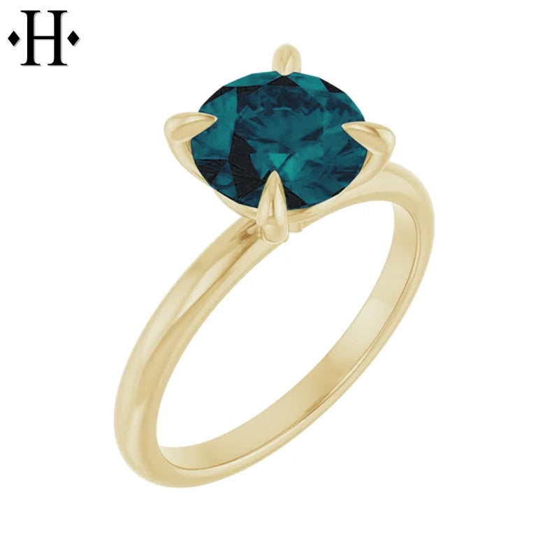 1.00ctr-2.00ctr Round Cut Teal Moissanite Ring Tailor Made