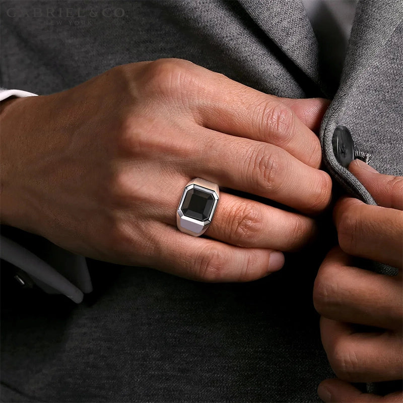 Sterling Silver Genuine Onyx Ring