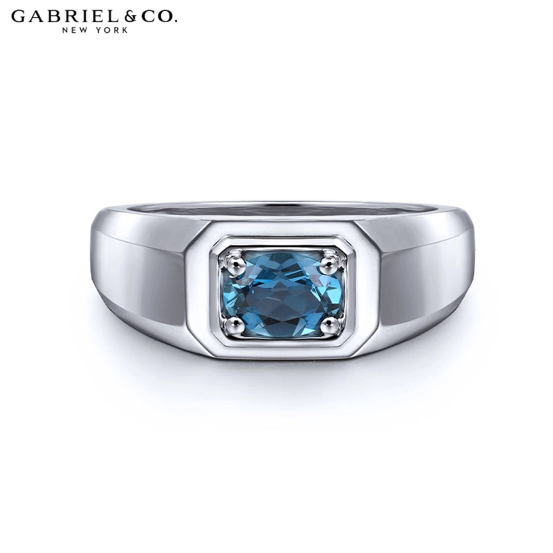 Sterling Silver Genuine London Blue Topaz High Polish Ring