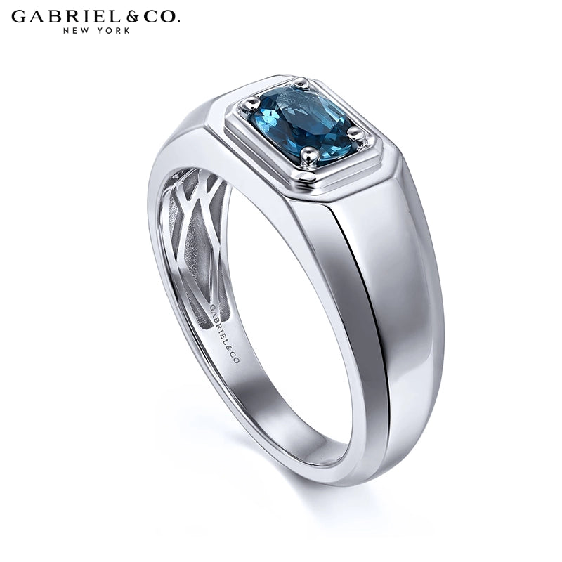 Sterling Silver Genuine London Blue Topaz High Polish Ring