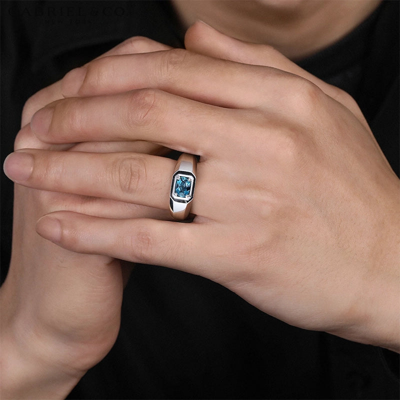 Sterling Silver Genuine London Blue Topaz High Polish Ring