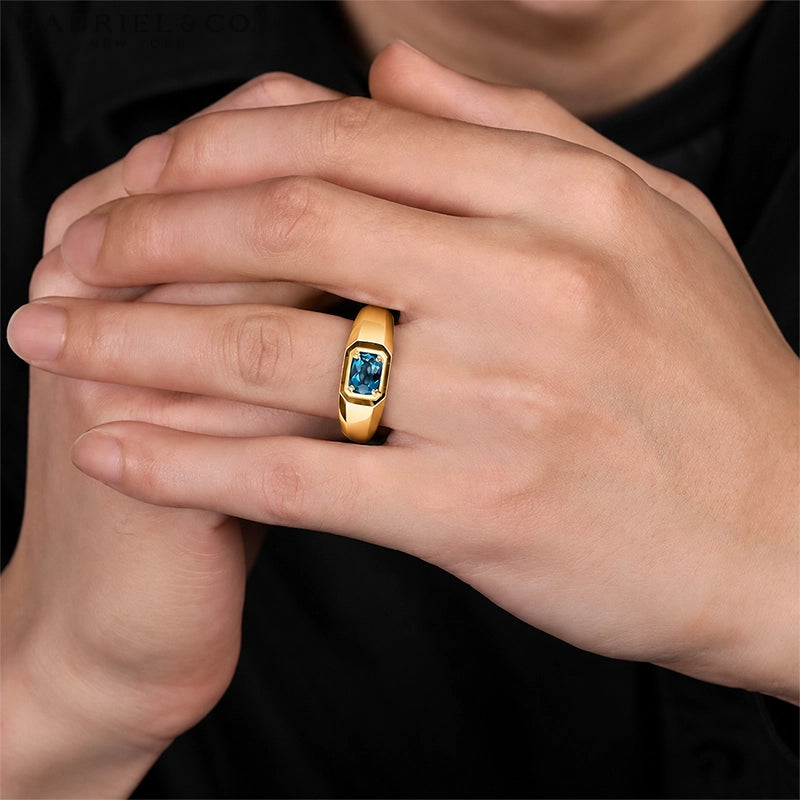 14kt Genuine London Blue Topaz High Polish Ring
