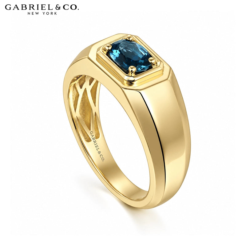 14kt Genuine London Blue Topaz High Polish Ring