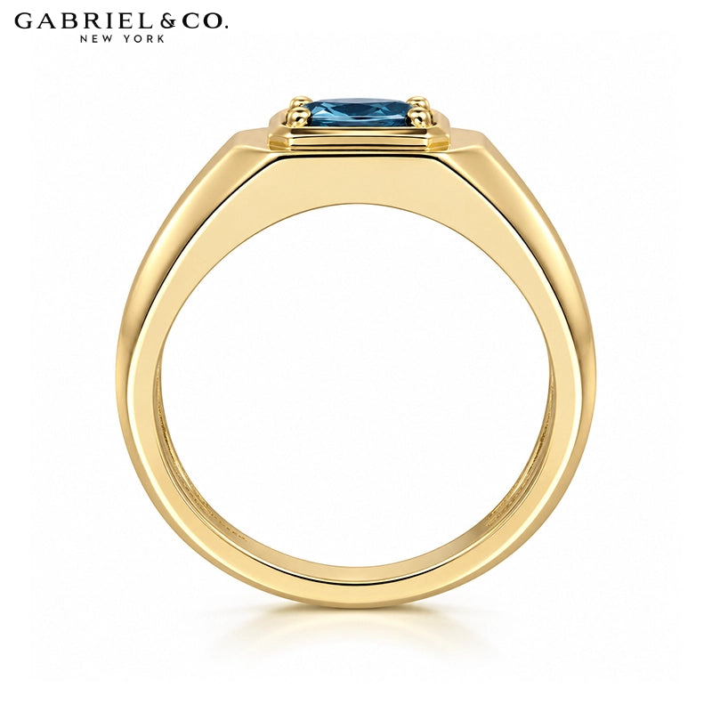 14kt Genuine London Blue Topaz High Polish Ring