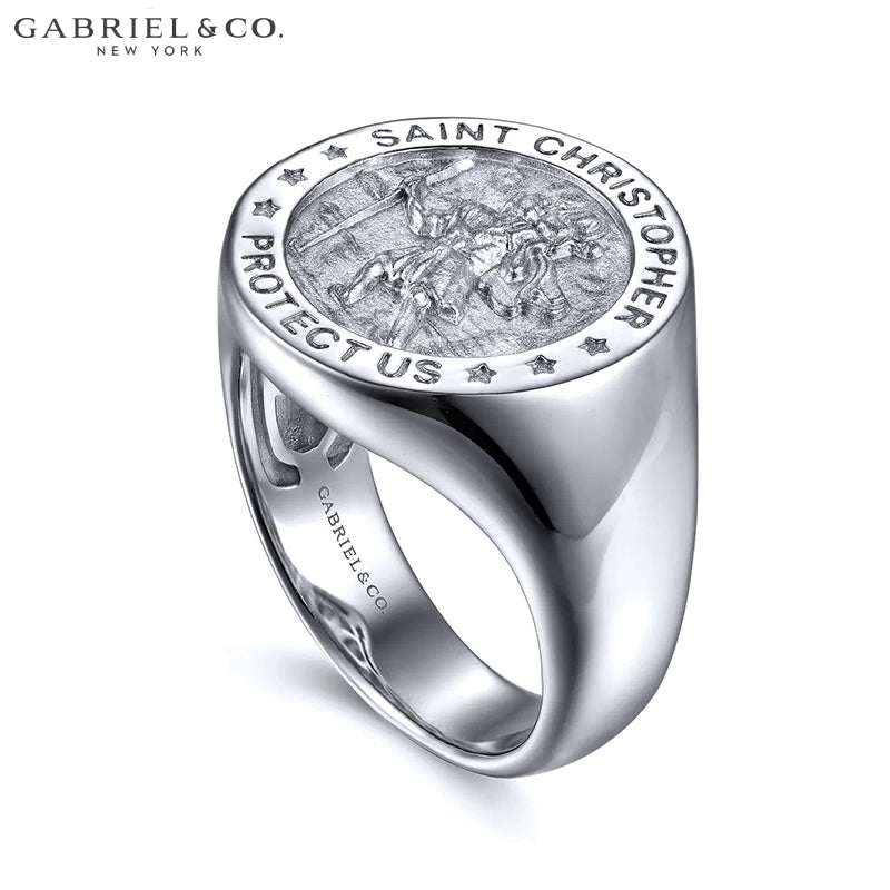 Sterling Silver Saint Christopher Signet Ring