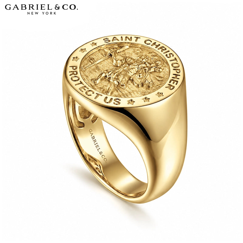 14kt Saint Christopher Signet Ring