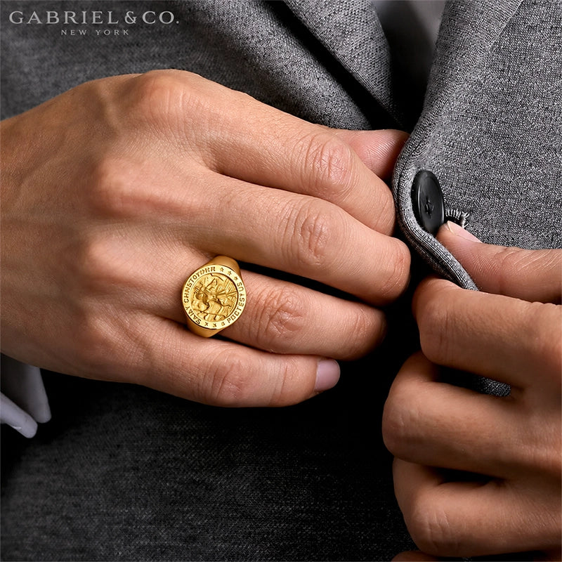 14kt Saint Christopher Signet Ring