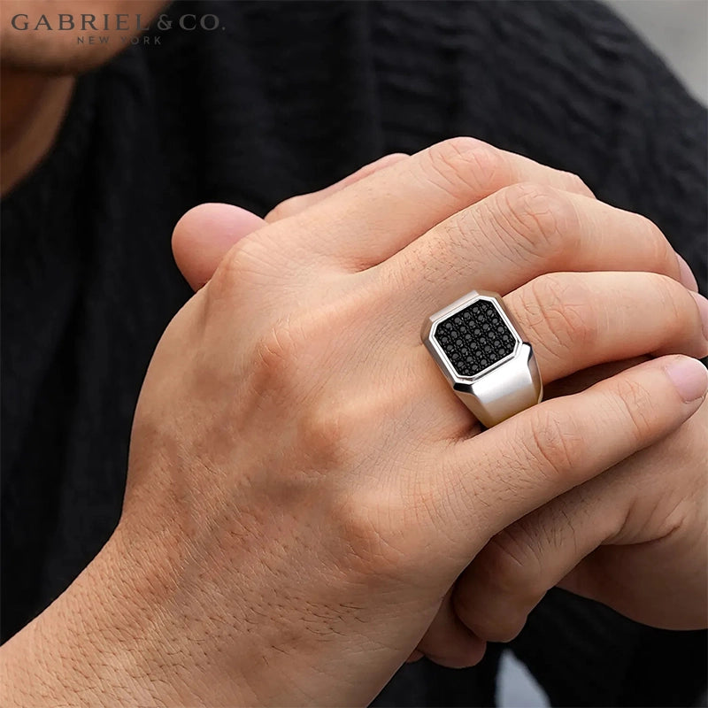 Genuine Black Spinel Ring 16.5mm