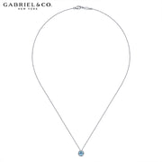 Swiss Blue Topaz & Diamond Halo Necklace