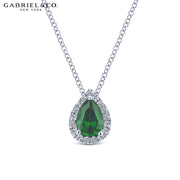 Emerald & Diamond Halo Necklace