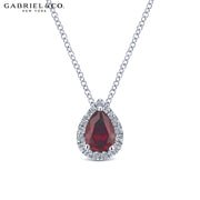 Ruby & Diamond Halo Necklace