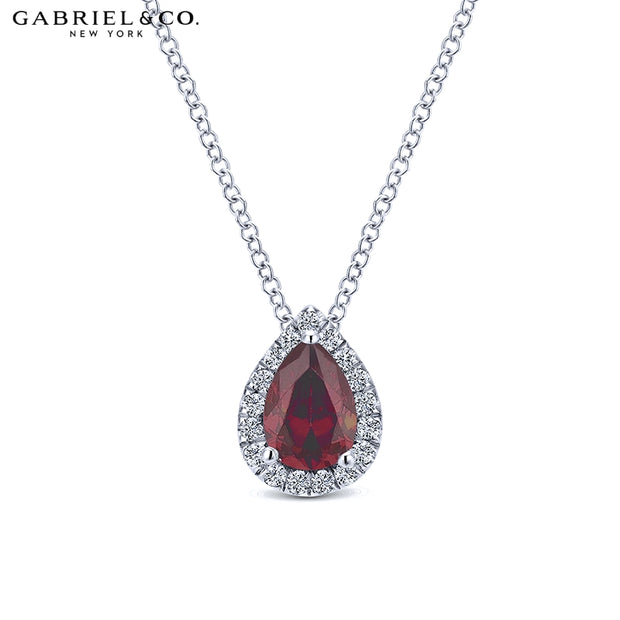 Ruby & Diamond Halo Necklace