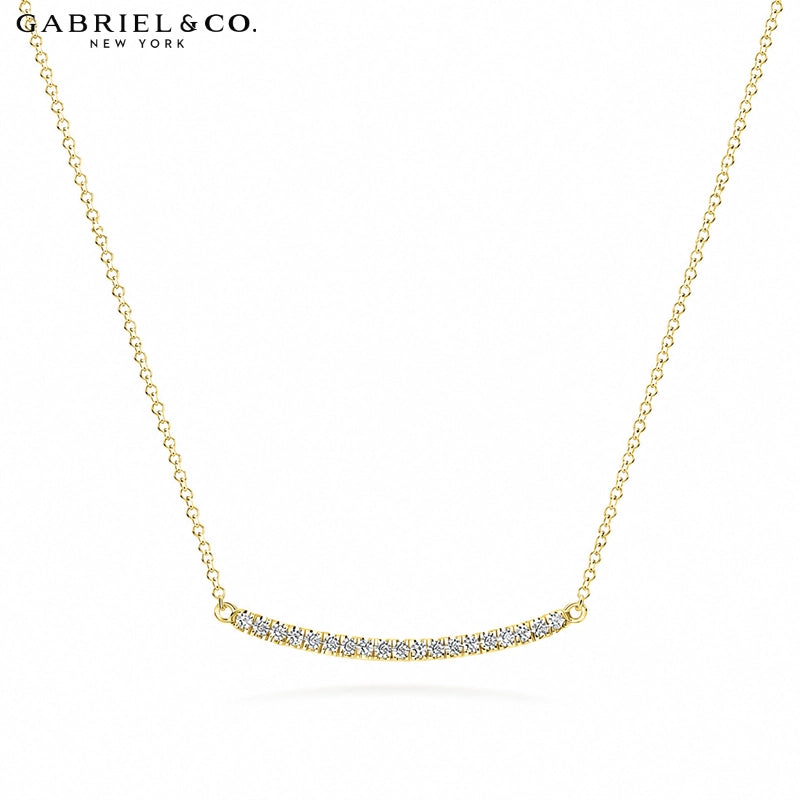 Natural Diamond Curved Bar Necklace