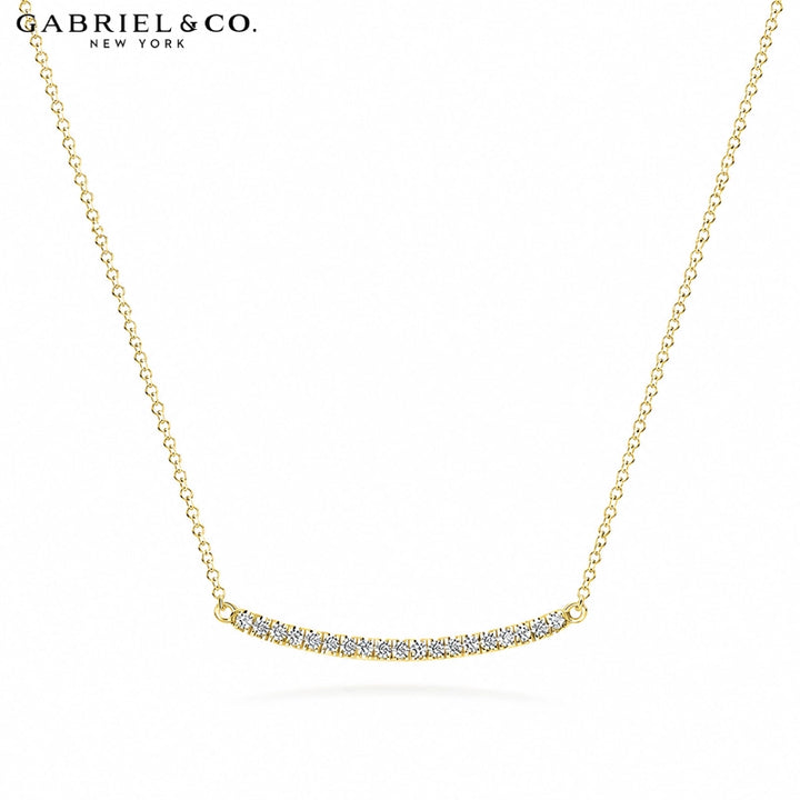 Natural Diamond Curved Bar Necklace