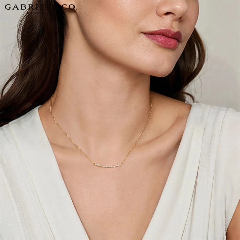 Natural Diamond Curved Bar Necklace