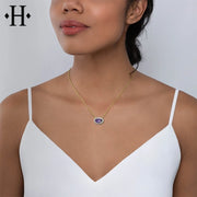 14kt Amethyst & Diamond Halo Necklace